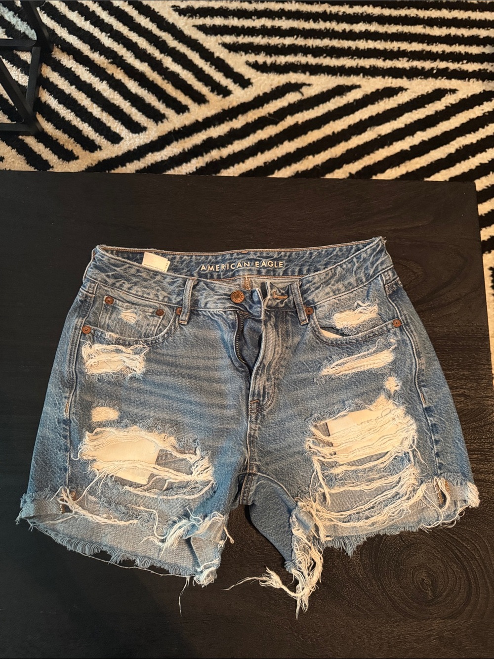 American Eagle Outfitters Light Blue Distressed Jean Shorts